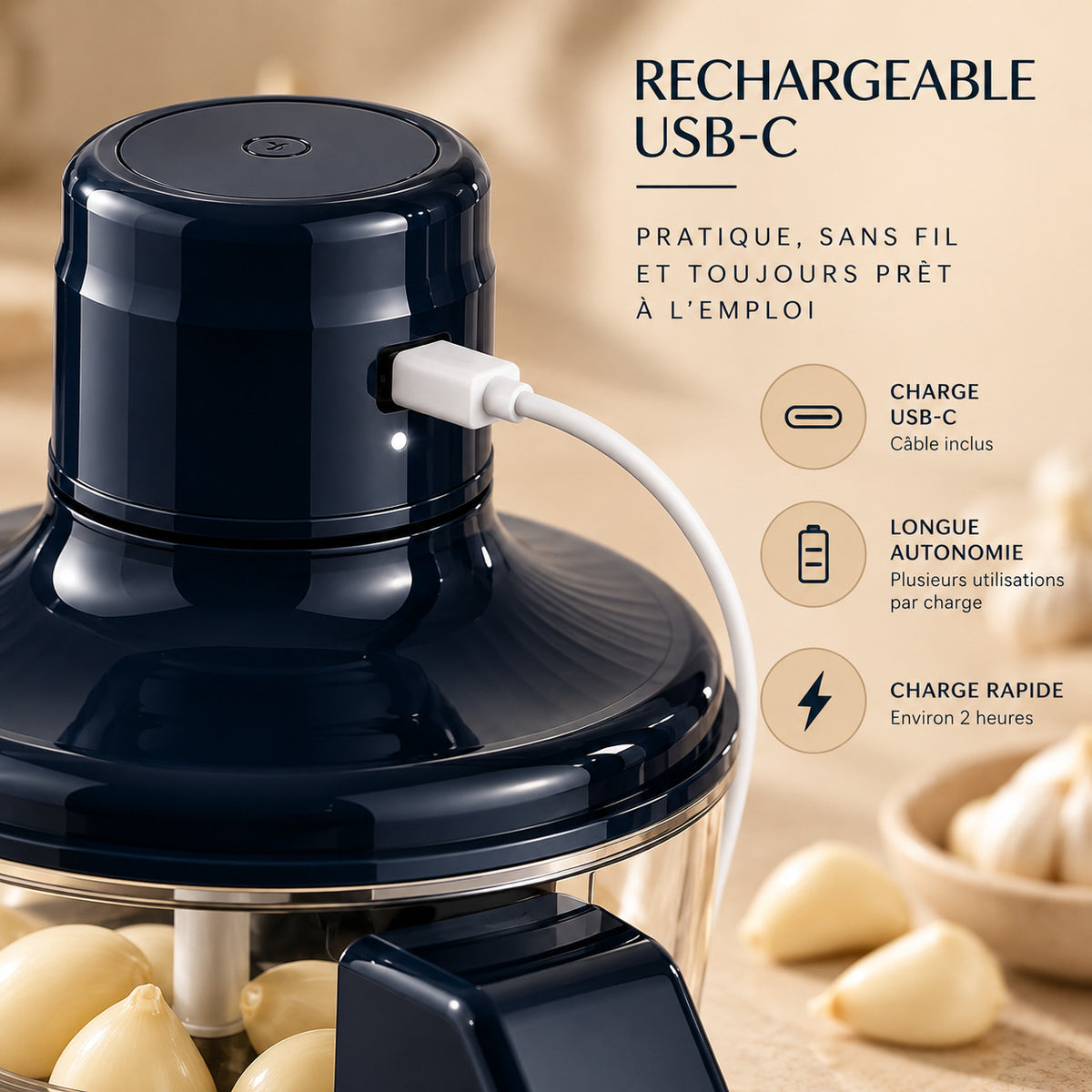 Nooki rechargeable par câble USB-C